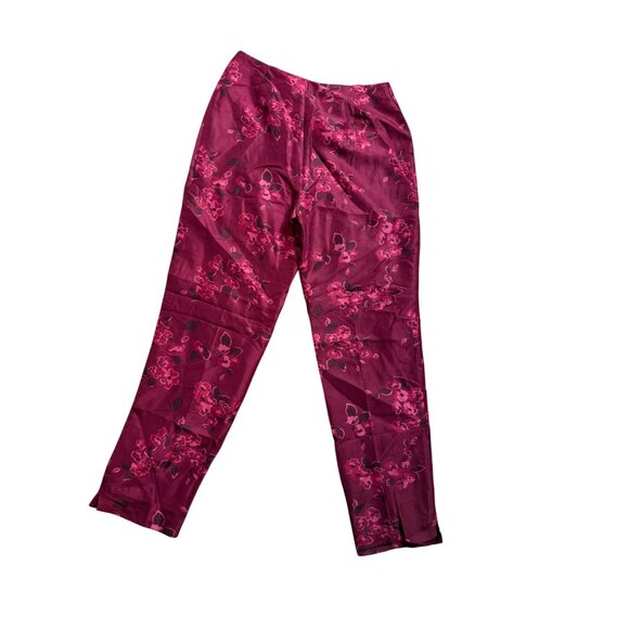Womens Vtg Finity Naturals 100% Silk Pants Sz 6 Asian Floral feminine zip Y2K - Picture 2 of 16